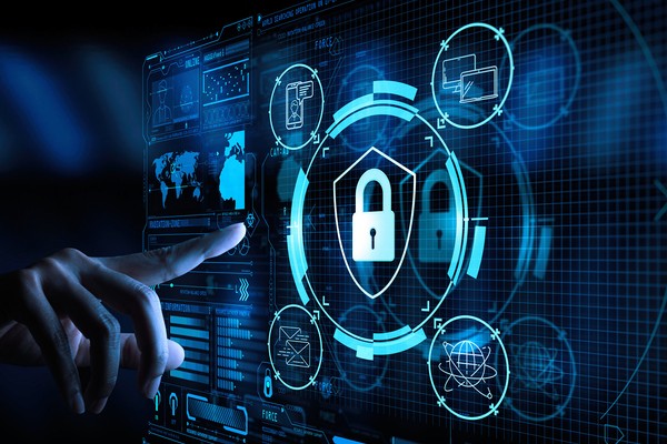 Các biểu tượng blockchain và tiền điện tử thể hiện giao dịch an toàn